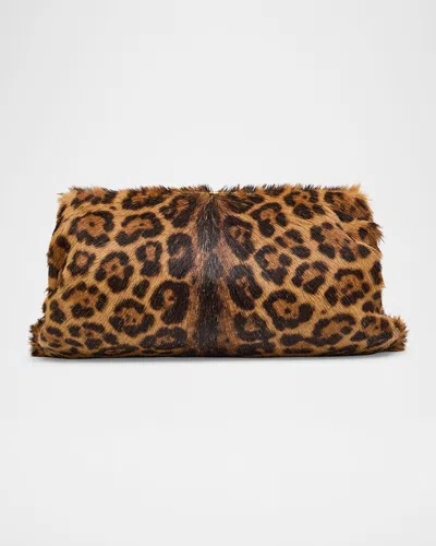 Saint Laurent Pouch Clutch Bag In Leopard-print Calf Hair In Animal Print