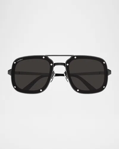 Cartier Ct0194s Santos De Sunglasses In Black