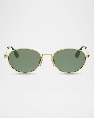 Fendi Geometric Frame Sunglasses In Green