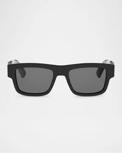 Dior Oblique S3i 52mm Rectangular Sunglasses In Black