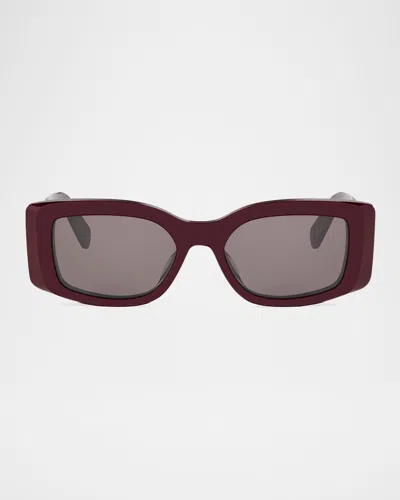 Celine Maxi Triomphe Acetate Rectangular Sunglasses In Burgundy