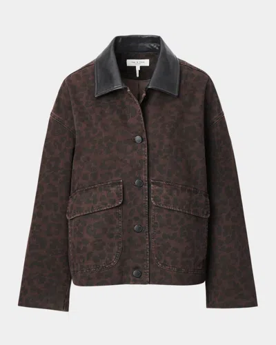Rag & Bone Natalia Leopad Print Cotton Jacket In Brown
