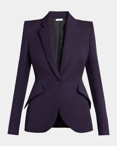 Alexander Mcqueen Grain De Poudre Wool Single-breasted Blazer In Purple