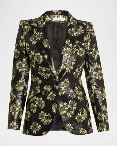 Alexander Mcqueen Lacquered Sunflower Single-breasted Jacket In Multi