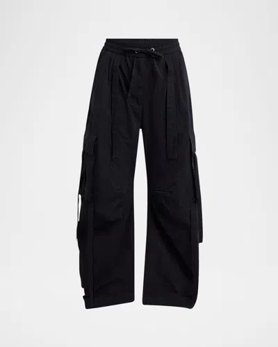 Dolce & Gabbana Ties Barrel-leg Cargo Trousers In Black
