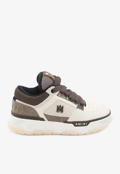 Amiri Brown Low Top Sneakers With Logo Detail On The Side And Mesh Panels In Black