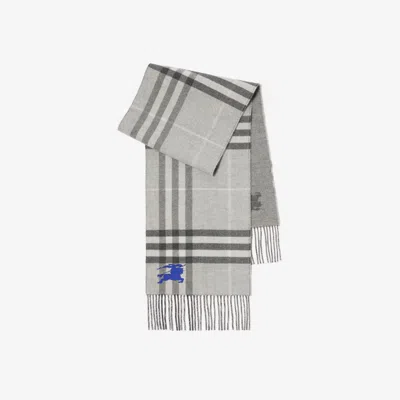 Burberry Reversible Ekd Check Cashmere Scarf In Gray