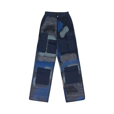 Pre-owned Who Decides War Camouflage Embroidery Pants 'indigo' | Blue | Men's Size 40