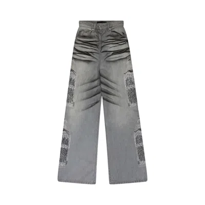 Pre-owned Who Decides War Noir Stripe Wide Leg Jeans 'grey' | Women's Size 25 In Gray