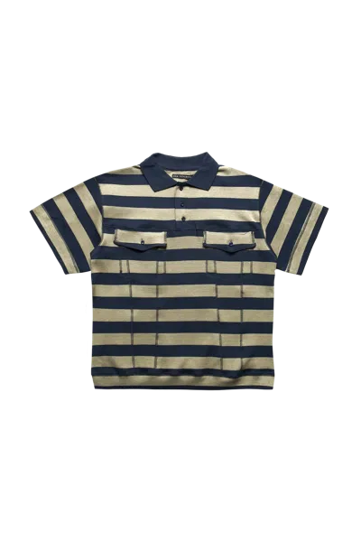 Aris Tatalovich Stripe Trucker Polo Green In Black