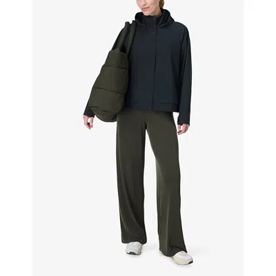 Sweaty Betty Womens Motion Waterproof Cropped Woven Parka Jacket Black Xxs In Gray