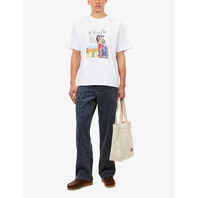 Awake Ny Mens Hug Graphic-print Short-sleeve Cotton T-shirt White Xl In White