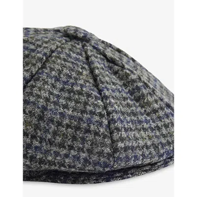 Dents Mens Blagdon Checked Wool Cap Graphite In Gray