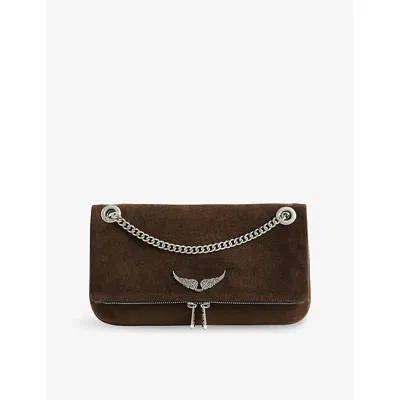 Zadig & Voltaire Womens Rock Ii Leather Clutch Wood In Brown