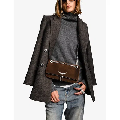 Zadig & Voltaire Womens Rock Ii Leather Clutch Wood In Brown