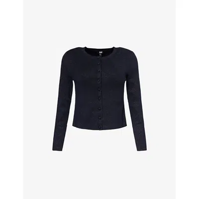 Paige Womens Anzu Round-neck Knitted Cardigan Navy Multi Sparkle In Blue