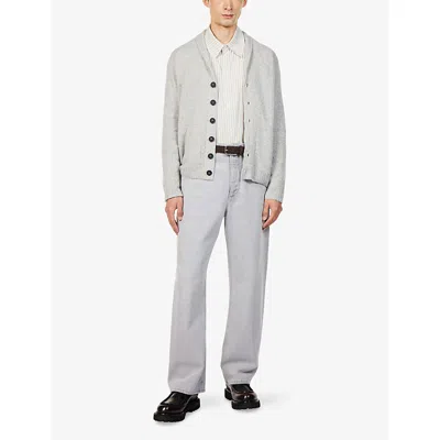 John Smedley Mens Shawl-collar Knitted Wool And Cashmere Cardigan Polar Xl In White