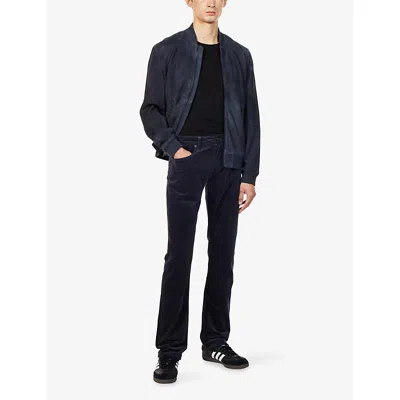 Paige Mens Federal Slim-leg Brushed-twill Cotton-blend Trousers Deep Anchor Corduroy In Blue