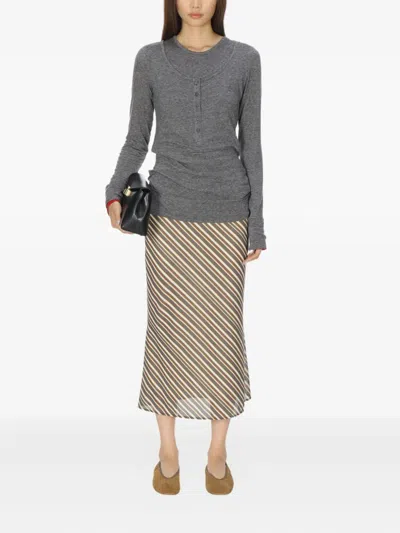 Open Yy Crew Neck Button-detail T-shirt In Black