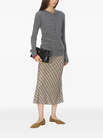 Open Yy Crew Neck Button-detail T-shirt In Black