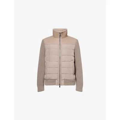 Corneliani Shearling-trim Padded Jacket In Brown