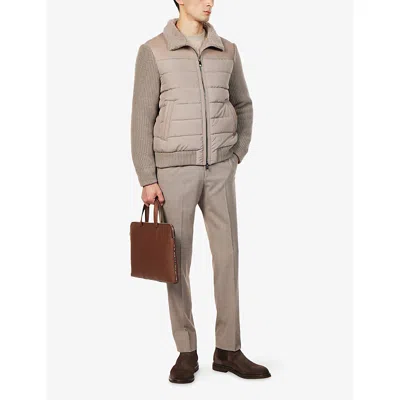 Corneliani Shearling-trim Padded Jacket In Brown