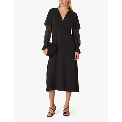 Whistles Womens Cape Hot-fix Woven Midi Dress Black In Black