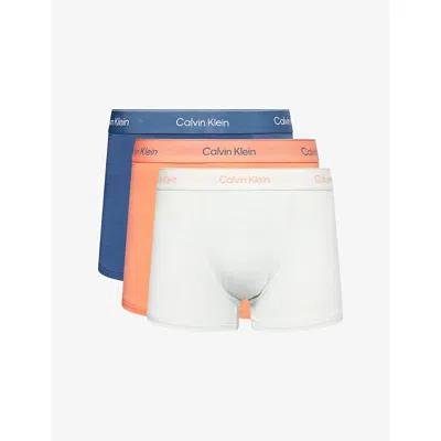 Calvin Klein Mens Icon Relaxed-fit Pack Of Three Stretch-cotton Trunks Dnm,s- C Pop,d- W Spr In Multi