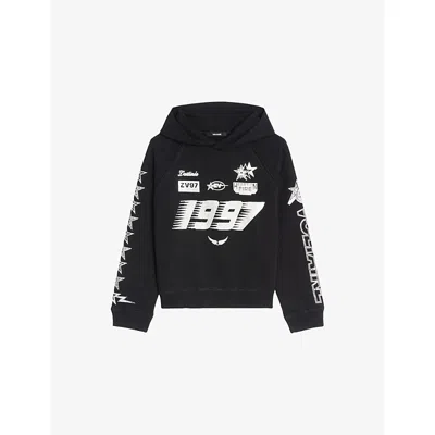 Zadig & Voltaire Womens Georgys Branded Cotton-jersey Hoody Black Xs