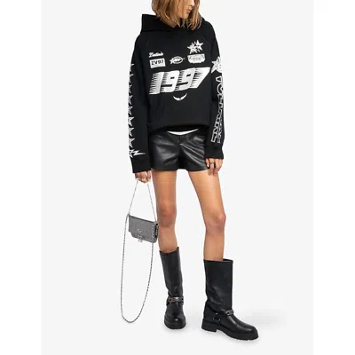 Zadig & Voltaire Womens Georgys Branded Cotton-jersey Hoody Black Xs