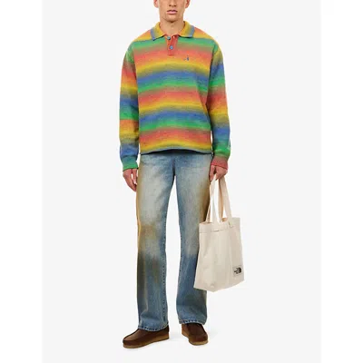 Awake Ny Mens Gradient Logo-embroidered Knitted Polo Top Multi In Multi