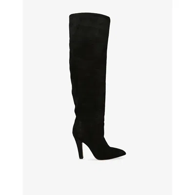 Paris Texas Over-the-knee Suede Pointed Toe Boots In Black