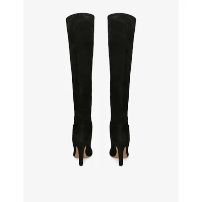 Paris Texas Over-the-knee Suede Pointed Toe Boots In Black