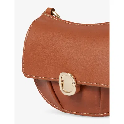 Claudie Pierlot Womens Logo-embossed Leather Coin Purse Camel In Brown