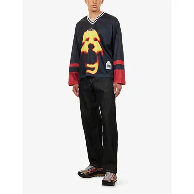 Awake Ny Mens Hockey Graphic-print Mesh Jersey Top Black Xxl In Multi