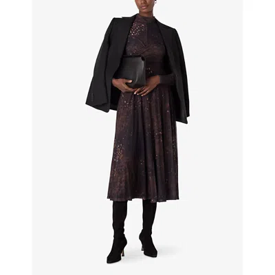 Whistles Womens Spotted Animal-print Stretch-mesh Midi Dress Multi-coloured In Multi