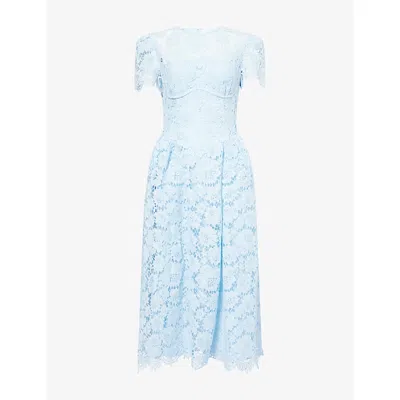 Self-portrait Womens  X Disney Floral-lace Woven Midi Dress Blue In Blue