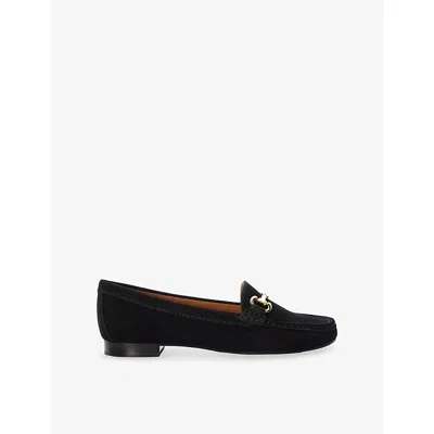 Dune Womens Black-suede Glenniee Snaffle-embellished Suede Loafers In Multi