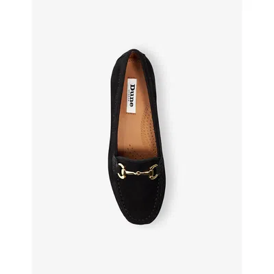 Dune Womens Black-suede Glenniee Snaffle-embellished Suede Loafers In Multi