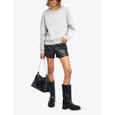 Zadig & Voltaire Womens Mira Logo-print Cotton-jersey Sweatshirt Gris Chine Clai Xs In Gray