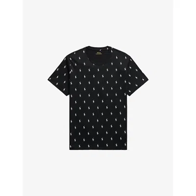 Polo Ralph Lauren Mens Logo-print Cotton-jersey Pyjama Top Blue Multi Stripe Aob In Black