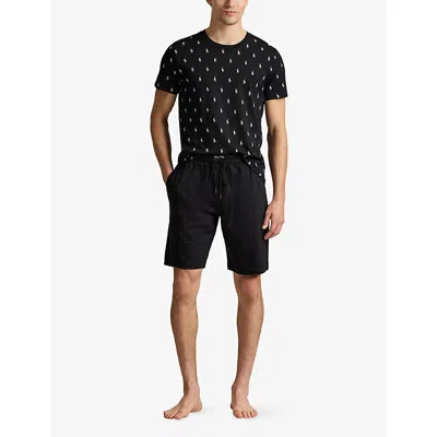 Polo Ralph Lauren Mens Logo-print Cotton-jersey Pyjama Top Blue Multi Stripe Aob In Black