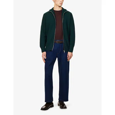 John Smedley Mens High-neck Zip-up Knitted Cashmere And Wool Cardigan Forest Xxl In Green