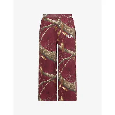 Awake Ny Mens Arch Graphic-print Cotton-jersey Joggers Merlot In Burgundy