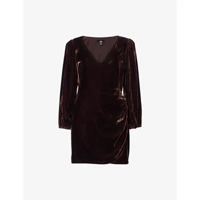 Paige Womens Lawry Wrap-front Woven Mini Dress Aubergine In Purple