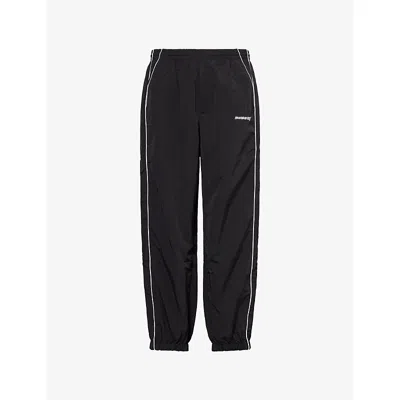 Awake Ny Mens Logo-embroidered Relaxed-fit Shell Track Pants Black In Black