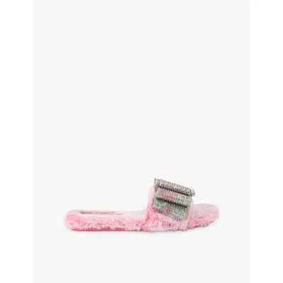 Kurt Geiger Faux Fur Bow Sandals In Pink