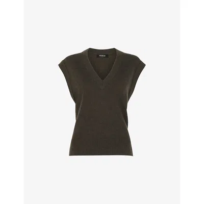 Whistles Wool V Neck Tank In Brown