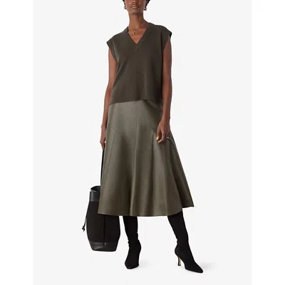 Whistles Wool V Neck Tank In Brown