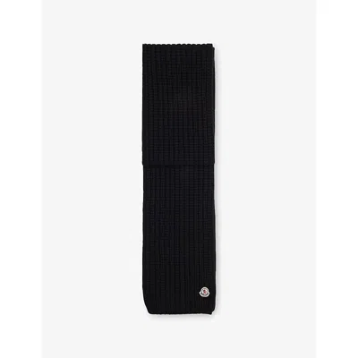Moncler Wool And Cashmere Blend Scarf In Black